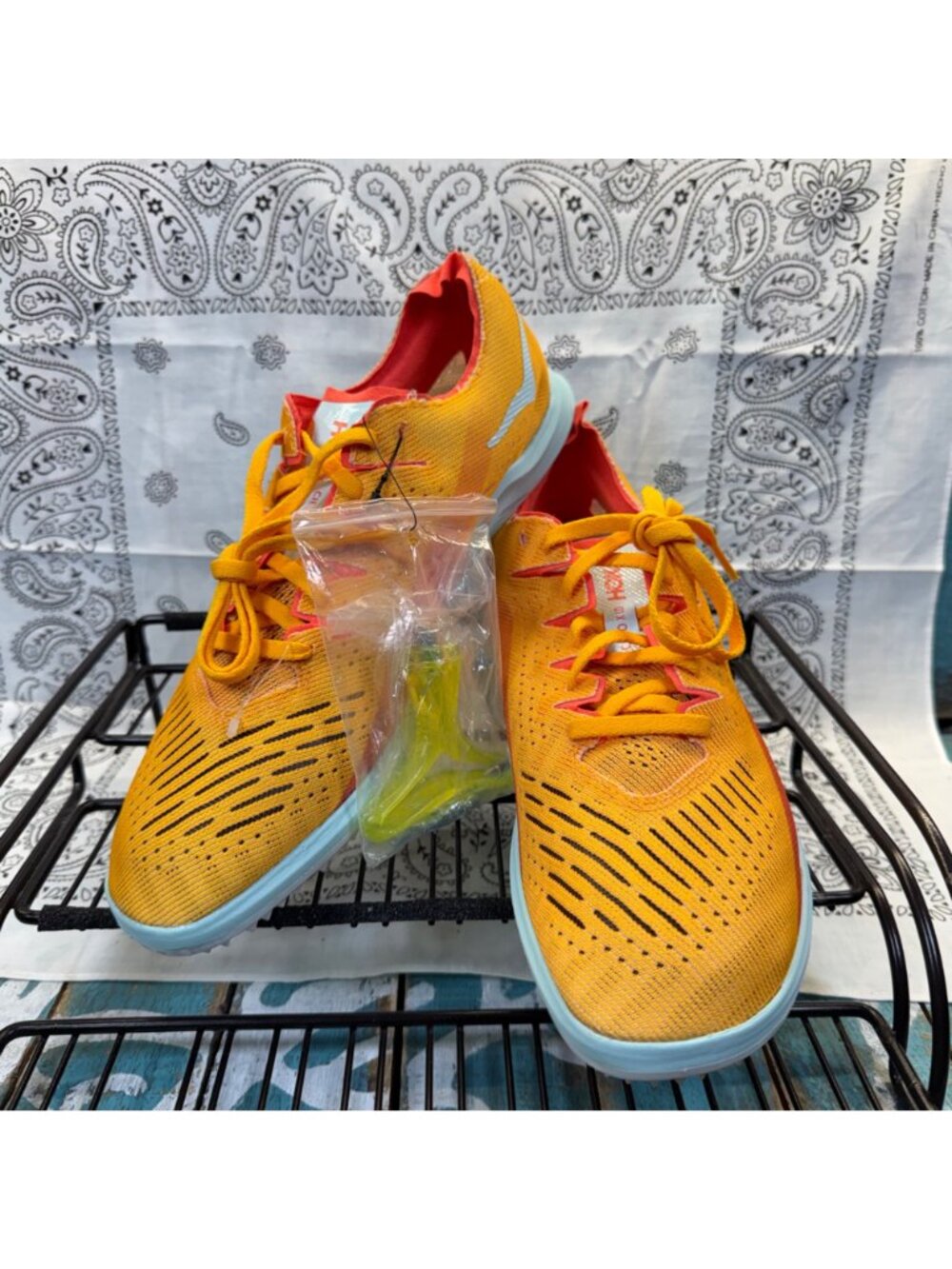 HOKA CIELO X LD Sz Mens 9.5/W11.5 Track & Field Cleat Radiant Orange Wspikes/Key - Picture 3 of 10